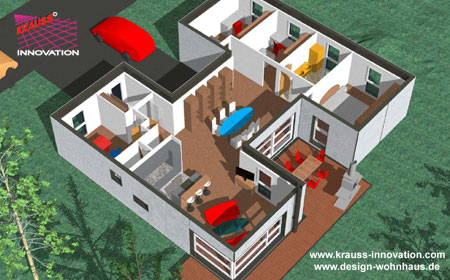 Familienhausdraufsicht Süd-West Familienhaus-Draufsicht SW