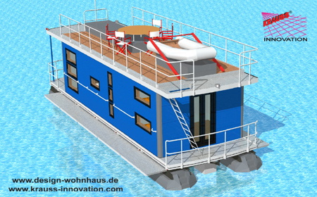Hausboot Ansichten Heck Backbordansicht