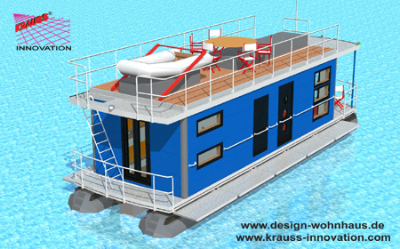 Hausboot Ansichten Heck - Steuerbord Ansicht