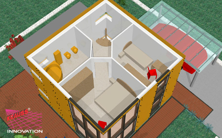 Das kleine MINIHAUS Mini-Haus Grundriss Obergeschoss Sued-West