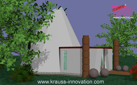Tipianbau mit Bad,Flur und Hauswirtschaftsraum Das Tipihaus mit den Totempfaehlen